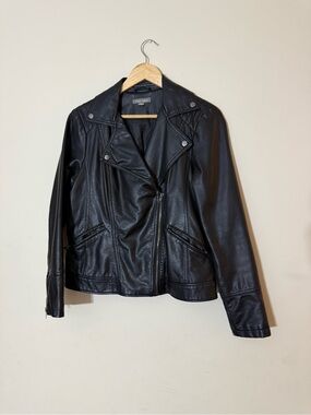 Black Faux Leather Moto Jacket -
